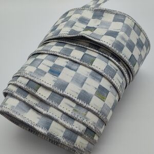 MacKenzie-Childs Courtly Check Ribbon Sterling Silver Wired 2” Wide 3 Yards